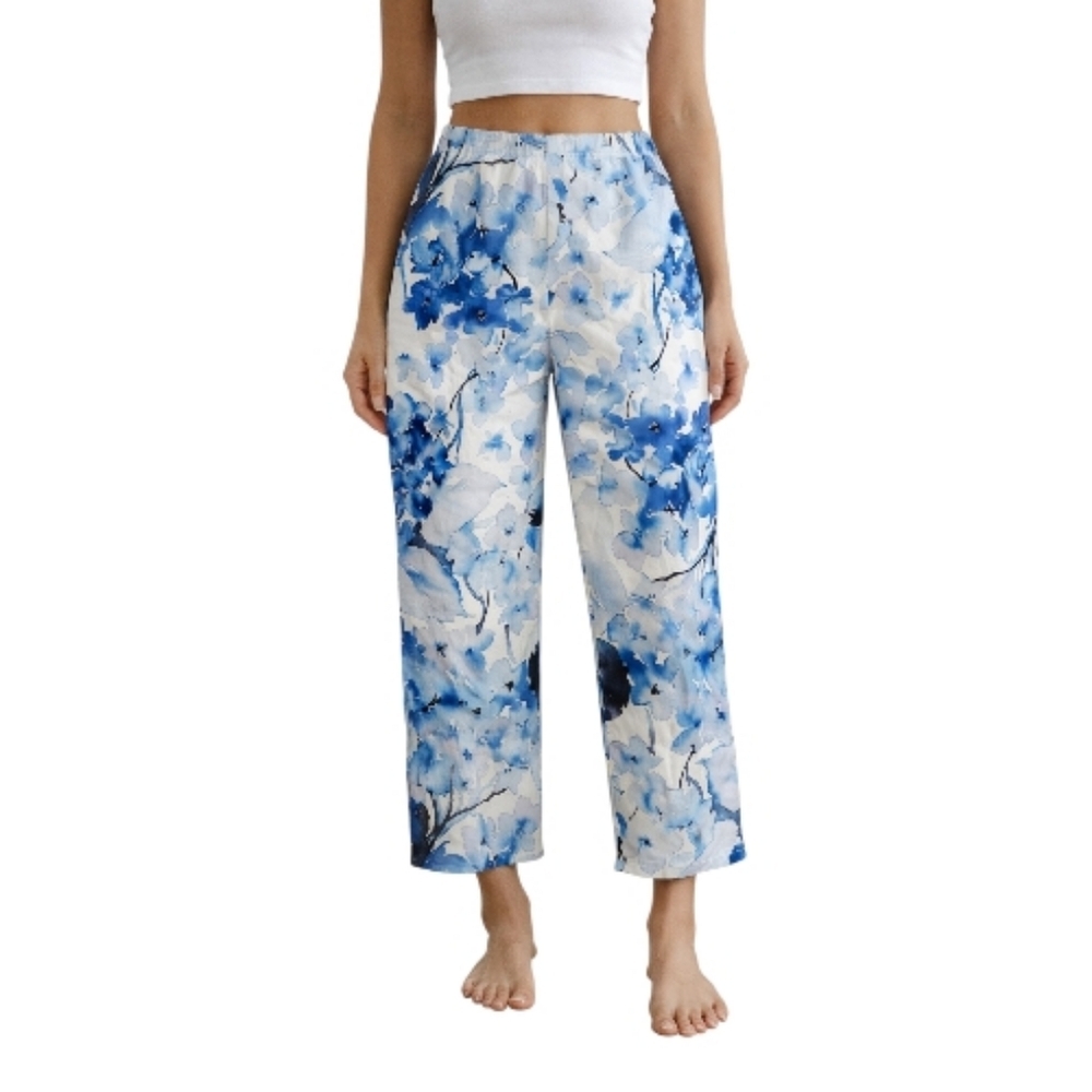 Bryn Walker Women’s Fioro Cotton Print Blue Capri pants Size Small MSRP $158 NWT